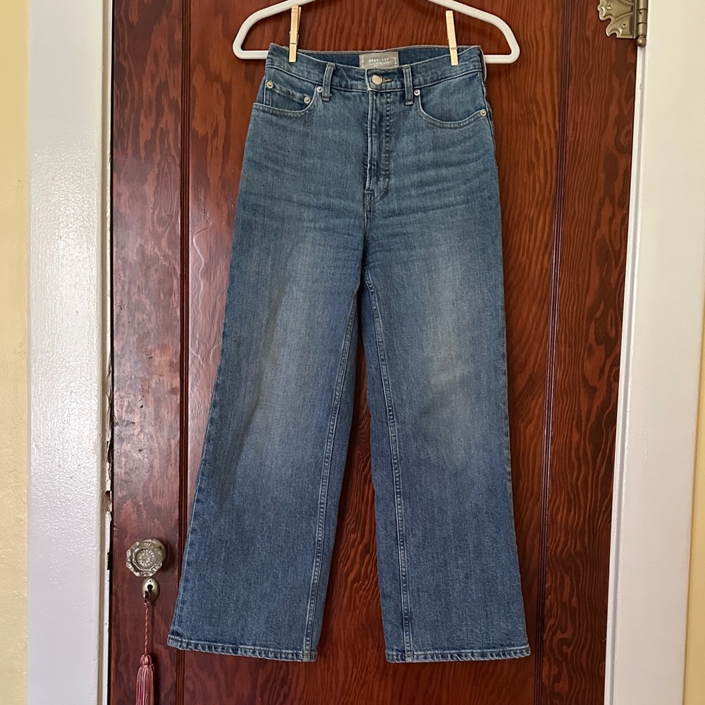 Everlane Wide Leg Ankle Crop Blue Denim Jeans